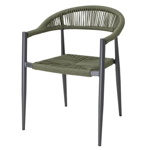 Bolero Eden PE Twist Rattan Outdoor Arm Chair Green, Set 4