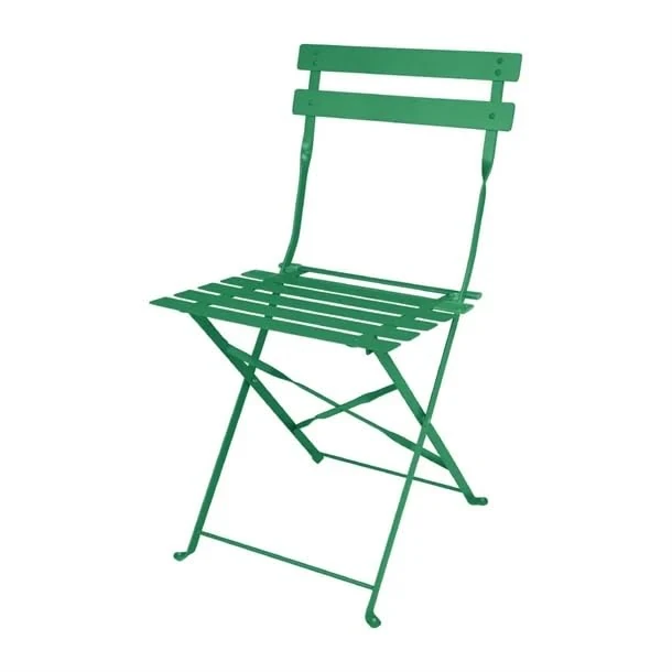 Bolero Perth Pavement Style Steel Folding Chairs Forest Green, Set 2