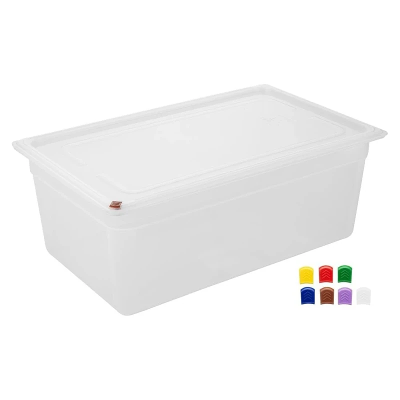 Hygiplas Click PP 1-1 GN with Lid & 7 Colour clips, 200 mm 25.6 Ltr, Pack 4