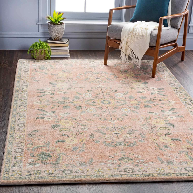 Livabliss Bilma Vintage Rug - Area Rugs Living Room 160x230 cm, Dining Floor, Kitchen, Traditional Multicoloured Boho Style, Easy Care Pile, Bohemian Large Rug, Cream, Pink, Wheat, Sage, Grey