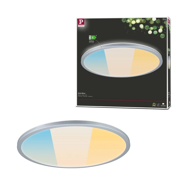 Paulmann 71278 LED Panel Atria Shine IP44 Round 398mm 20,8W 2800lm 3000-6500K Chrome matt