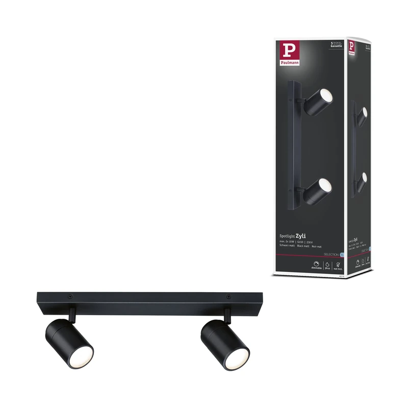 Paulmann 66775 Spotlight Zyli IP44 GU10 230V max. 2x10W dimmable Black matt