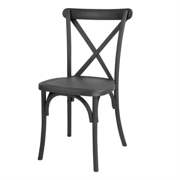 Bolero Manhattan Cross Back Resin Chairs Black, Set 4