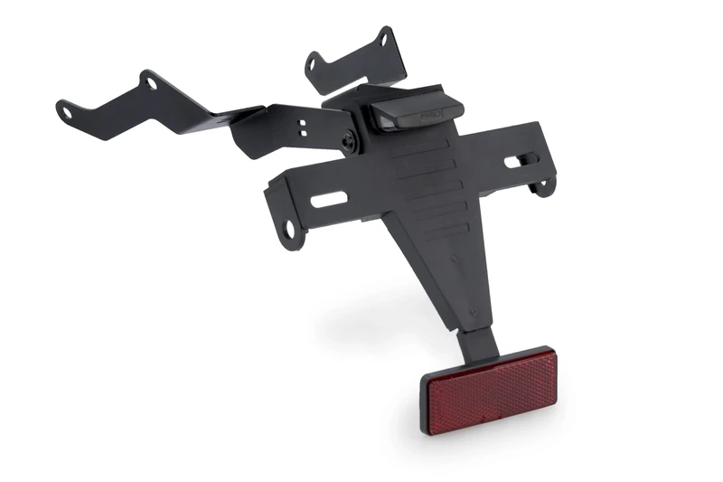 Puig 22391N License Plate Holder; sporty and functional design; steel and polyamide structure; includes homologated license plate light and reflector, Black