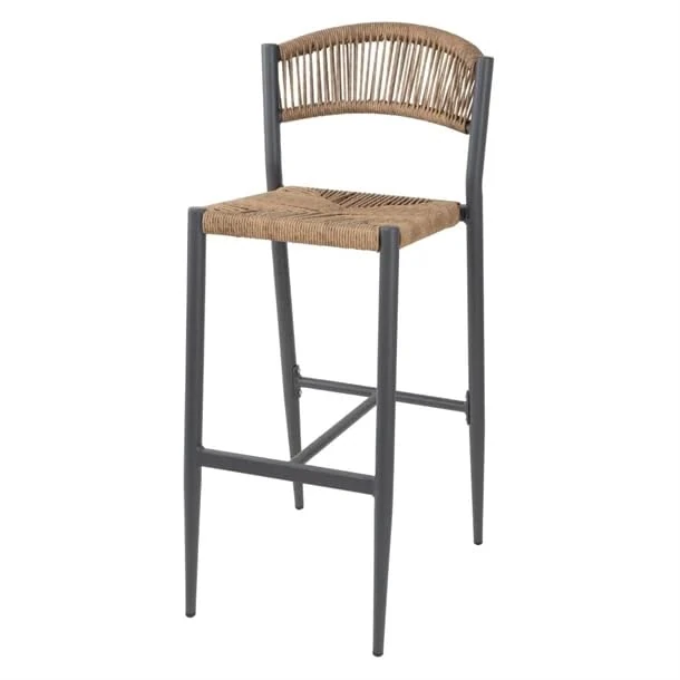 Bolero Eden PE Twist Rattan Outdoor Bar Stool Natural, Set 2