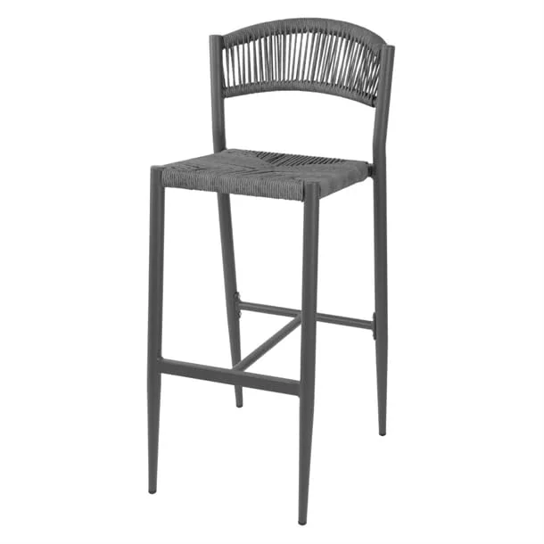 Bolero Eden PE Twist Rattan Outdoor Bar Stool Charcoal, Set 2