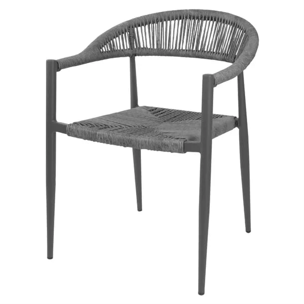 Bolero Eden PE Twist Rattan Outdoor Arm Chair Charcoal, Set 4
