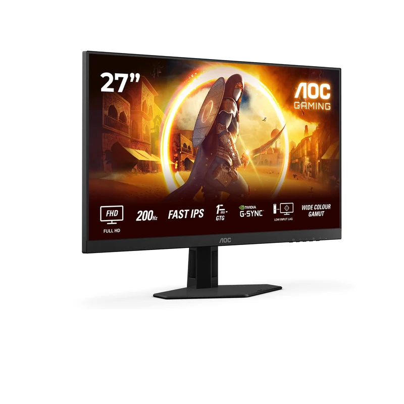 AOC 27G4HRE 27 inch FHD Gaming Monitor 200Hz, Fast IPS Panel, 1ms GtG, HDR10, G-Sync Compatible, Speakers, (1920x1080 HDMI 2x 2.0) Black