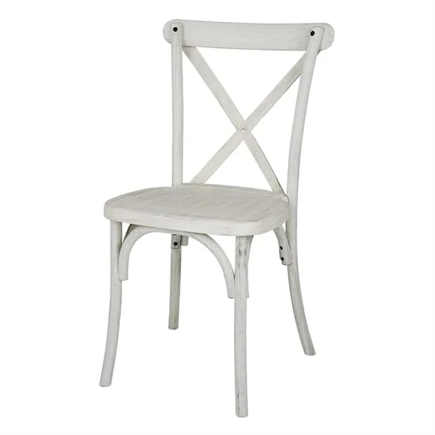 Bolero Manhattan Cross Back Resin Chairs Limewash, Set 4
