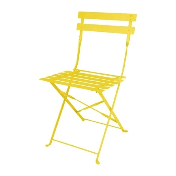 Bolero Perth Pavement Style Steel Folding Chairs Mellow Yellow, Set 2