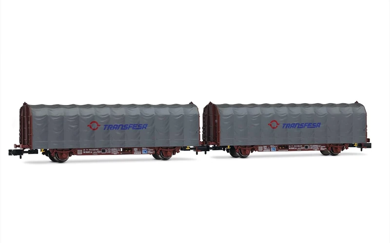 Arnold HN6711 RENFE, 2-unit pack 2-axle tarpaulin wagon, Lis type, Transfesa modern logo, ep. V Freight Wagon Packs