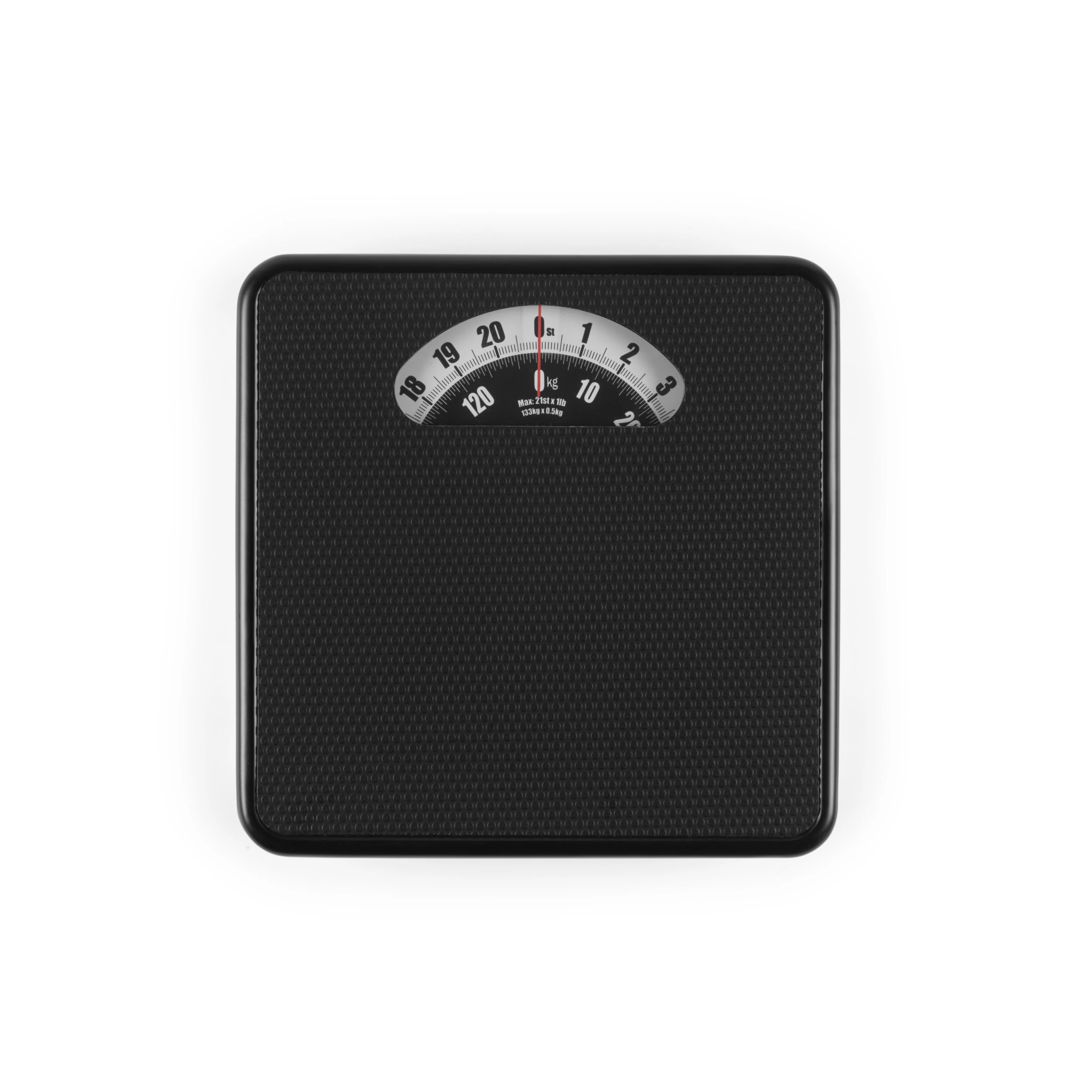 Salter Large Dial Mechanical Scale – Compact Bathroom Scale with Analogue Display, 133kg Capacity, 0.5 kg Precision, No Batteries Required, Body Weighing Scale, Black