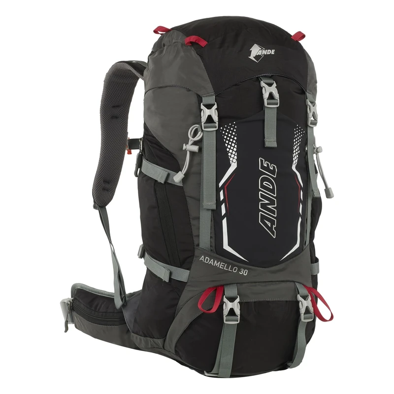 Ande Adamello 30LT Backpack - Technical and Robust for Hiking and Trekking, Black, Taglia unica, Sporty