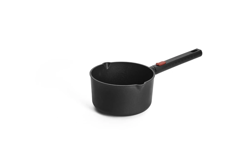 Woll Eco Logic QXR Inductive Saucepan Diameter 18 cm, 10 cm High, 2.0 litres, with Removable Handle, Suitable for All Hobs, PFAS-Free, Non-Stick Coating, Cast Aluminium, Oven-Safe, Black