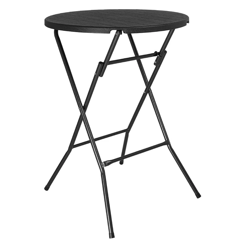 Bolero Folding HDPE Bar Table Black Wood Design, 800 mm