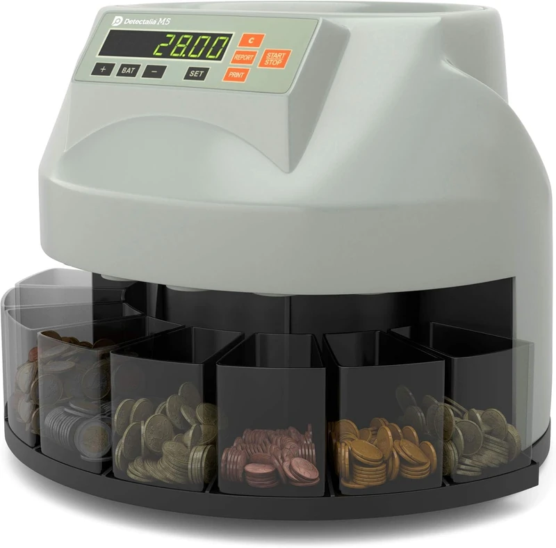 Detectalia M5 Coin Counting Machine - Euro Coin Sorter
