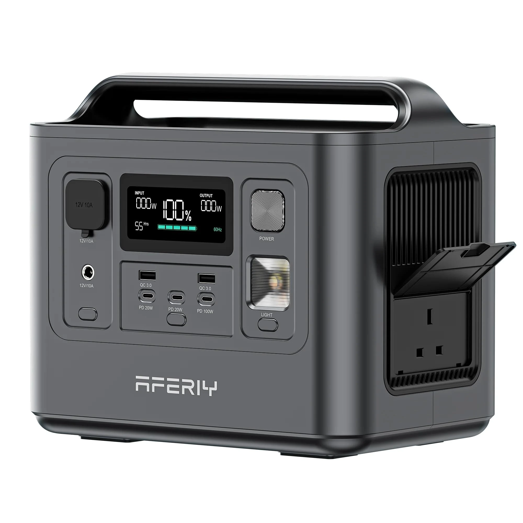 AFERIY 800W Portable Power Station, 512Wh LiFePO4 Battery, 1H Fast Charge, 220V-240V AC Output, UPS Function, 3500+ Cycles, Solar Generator for Camping/RV/Home Backup, 5-Year Warranty
