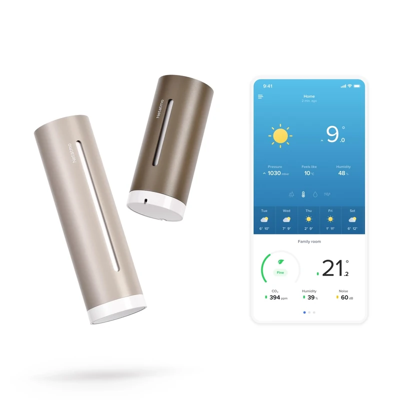 Netatmo Original 2nd Generation Weather Station | Indoor & Outdoor | Temperature, Humidity, Air Quality, UV, Pollen, Weather Forecast | Compatible Apple Home, Alexa, Google Home - Sand - NWS-S-EC - Image 1