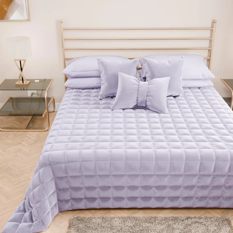 PETTI Artigiani Italiani - Soft and Warm Velvet, Double Bed Quilt, Autumn Spring Quilt, Queen Size Bedspread in Lilac, 100% Made in Italy