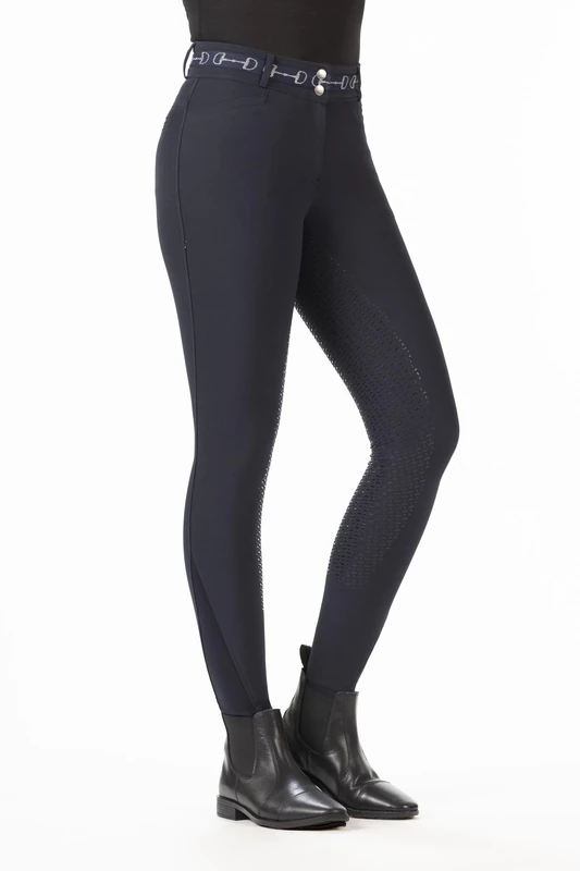 HKM Women's Monaco Style Silicone Full seat Riding Breeches, Deep Blue, 36 - Image 1