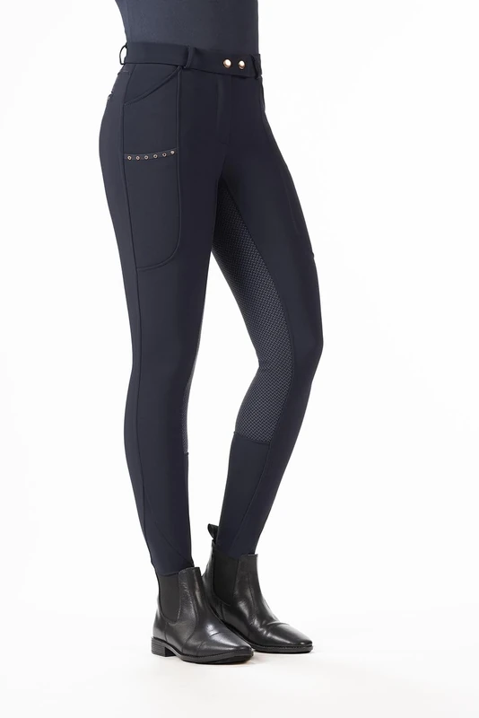 HKM Women's Rosegold Glamour Winter Style Riding Breeches, Black/Rose-Gold, 24