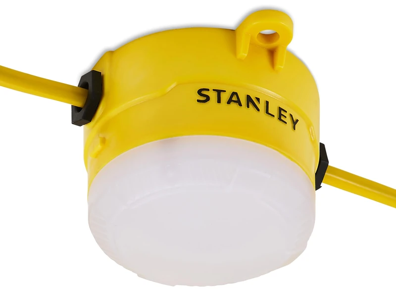 Stanley Interconnectable Festoon Kit 8 LED Bulbs 240V 16.5m, IP44 Rated, Making Them Suitable for use in Various environments.