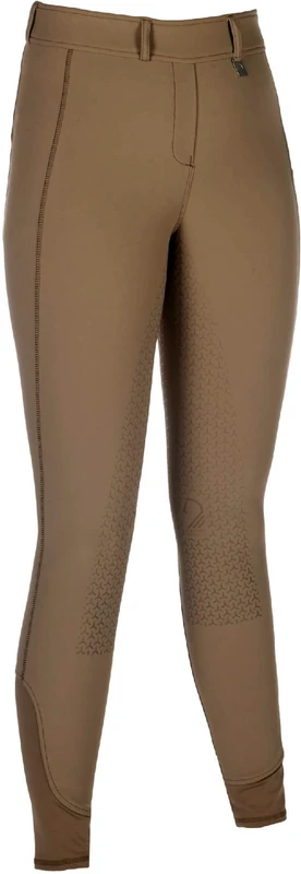HKM Women's Amalfi Silicone Full Seat Riding Leggings, Taupe, 26