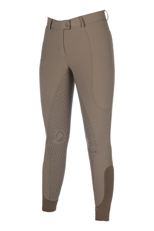 HKM Kids Amalfi Silicone Full Seat Riding Breeches, Taupe, 8/9 Years - Image 1