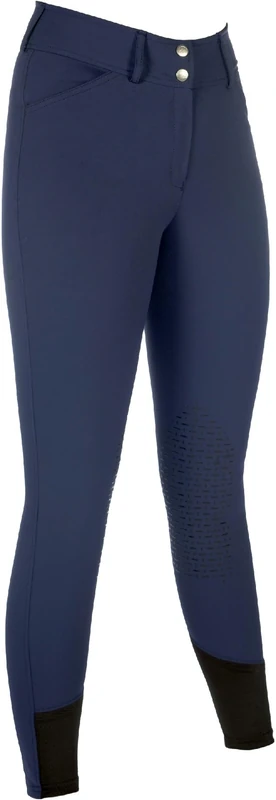 HKM Women's Tampa Silicone Knee Patch Riding Breeches, Deep Blue, 34