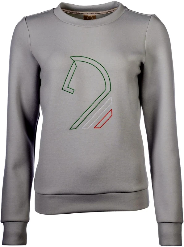 HKM Women's Livigno Horse Head Sweater, Stone Grey, L