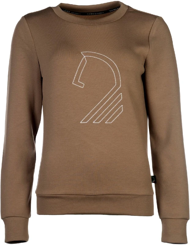 HKM Women's Livigno Horse Head Sweater, Taupe, XXL