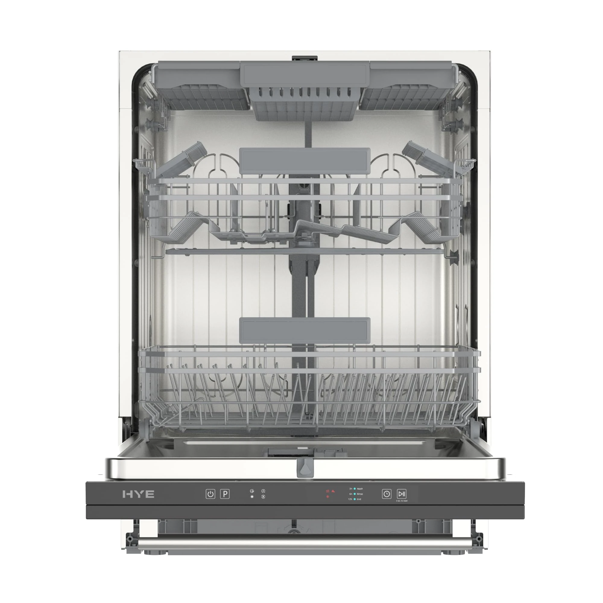 HYE Integrated Dishwasher 60cm Full Size, 16 Place Settings, Built-In, 47dB Quiet Operation, 4 Wash Programs, Quick Wash & Delay Timer – DW01B16PS19 [2025]