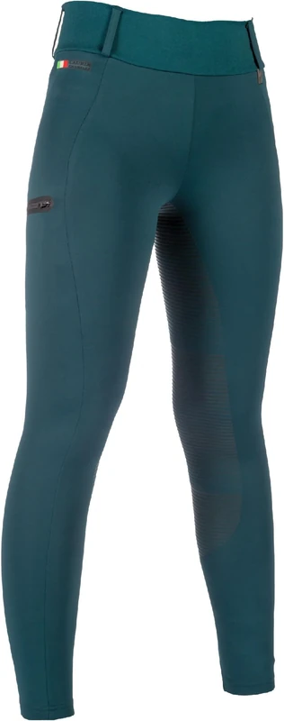 HKM Women's Livigno Silicone Full Seat Riding Leggings, Deep Green, 30