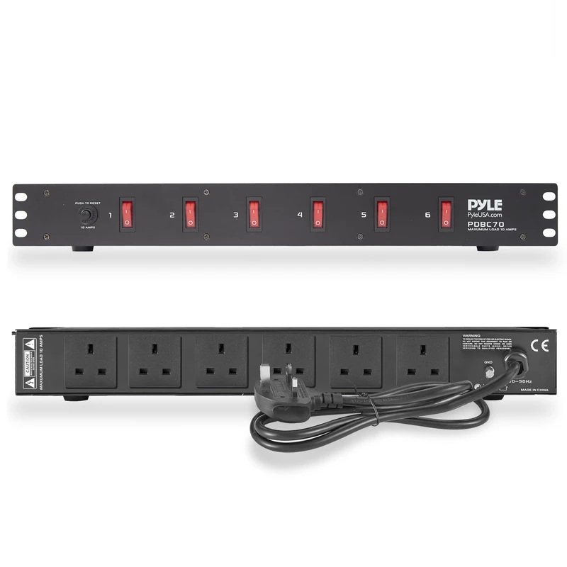 Pyle Surge Protection 15 Amp Rack Mount Power Strip 1U Steel Chassis, 9 Outlet Extension Lead with AC Noise Filter, Extension Cable for Home, Office, and Gaming Accessories, New Home Essentials