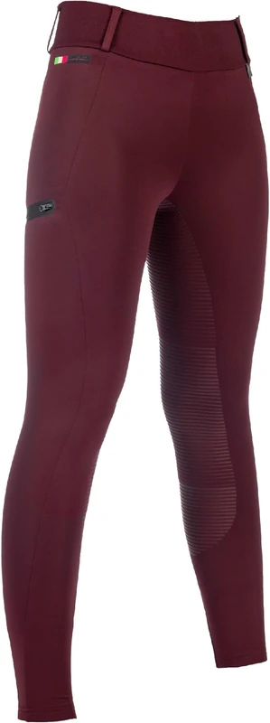 HKM Women's Livigno Silicone Full Seat Riding Leggings, Bordeaux, 36