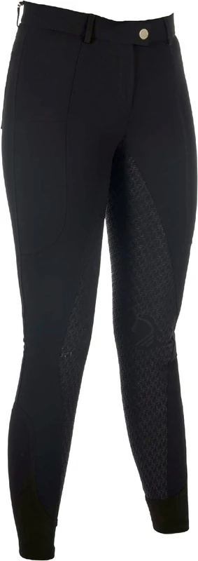 HKM Women's Amalfi Silicone Full Seat Riding Breeches, Black, 30