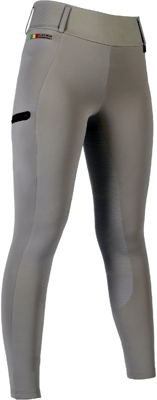 HKM Women's Livigno Silicone Full Seat Riding Leggings, Stone Grey, 30
