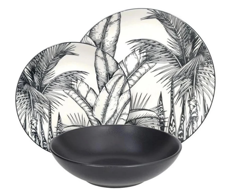 Tognana Malindi 18-Piece Dinner Set for 6 People, Porcelain, Black