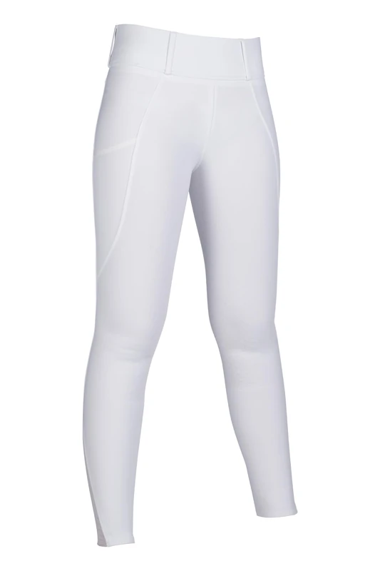 HKM Women's Lisa Silicone Full Seat Riding Leggings, White, 30/32