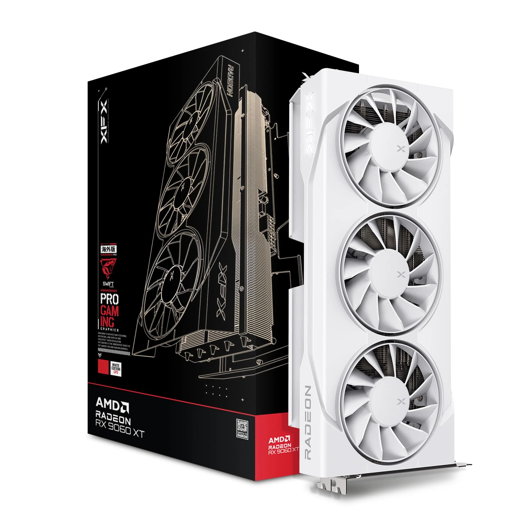 XFX Swift AMD Radeon RX 9060 XT OC White Triple Fan Gaming Edition Graphics Card 16GB (RX-96TS316W7)