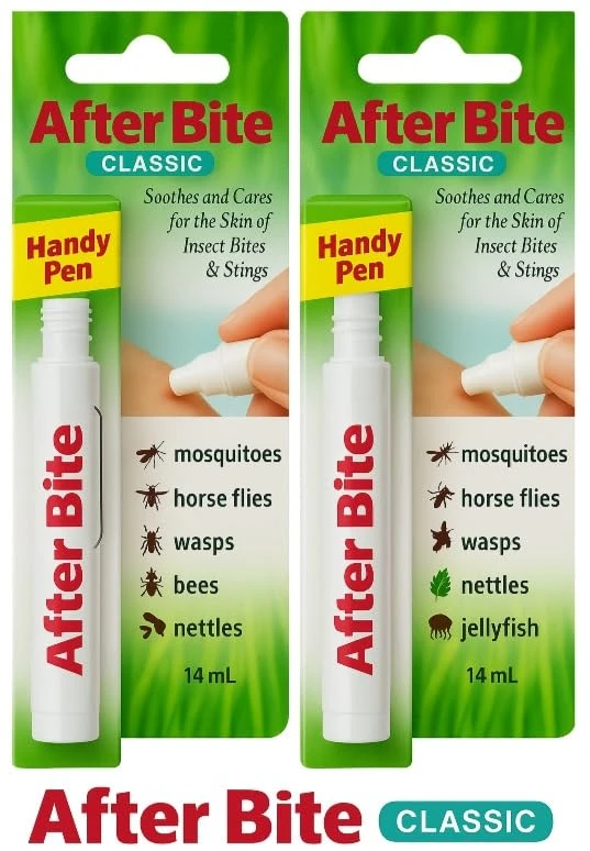 AfterBite Classic Insect Bite Relief Pen – 2 Pack (14ml) | Fast Itch & Sting Relief for Mosquito, Midge, Wasp & Bug Bites | Travel-Friendly First Aid Treatment for Adults & Kids