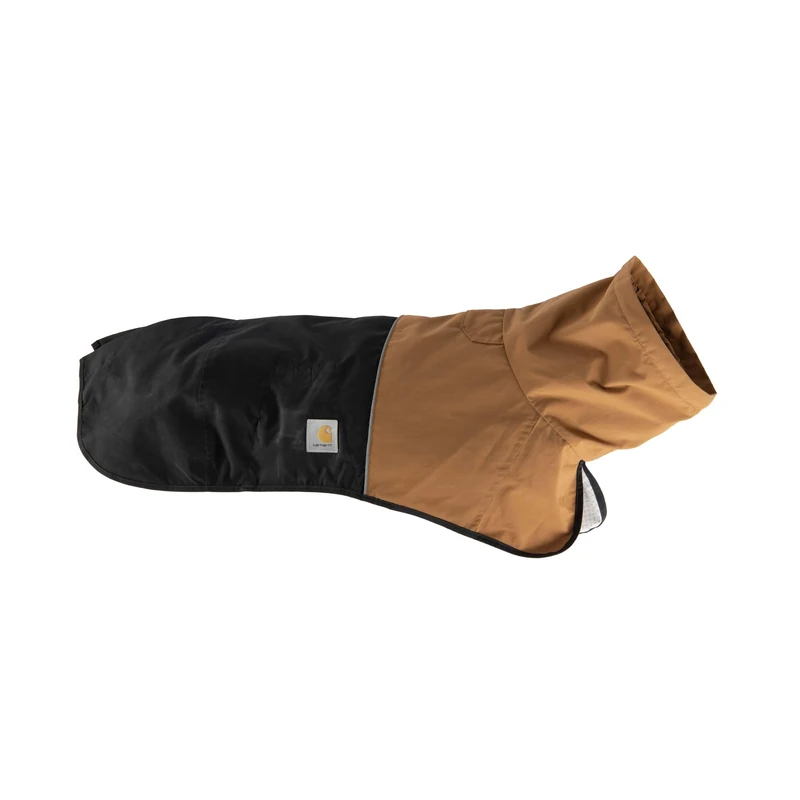 Carhartt Durable Dog Rain Jacket W/Waterproof Storm Defender Material and Adjustable Straps, Carhartt Brown/Black, Small