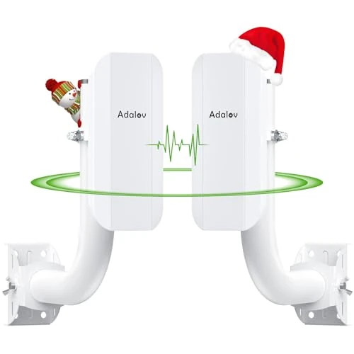 CPE362 Gigabit Outdoor Wireless Bridge with Bracket Mounts, 5.8G 3KM Point-to-Point WiFi Bridge,IP65 Waterproof, 48V PoE, Extend Network to Camera/Outbuilding/Barn/Garage/Workshop/Shed,Plug and Play