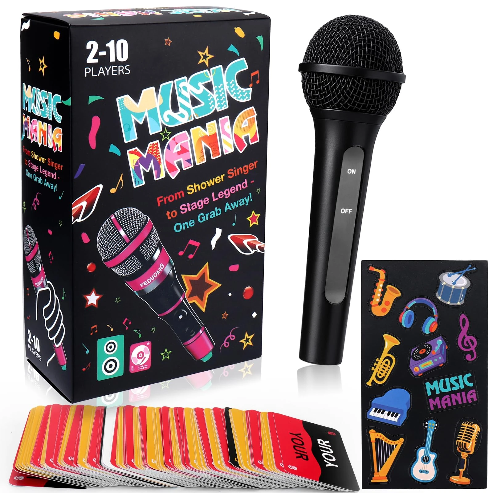 BUSOHA Music Grave Game for Party - 2 in 1 Music Board Toy Design for Bad Singers 125 Cards with 250 Lyrics and 5 Blank Cards for 2-10 Players Gift for Party Music Lovers Adults