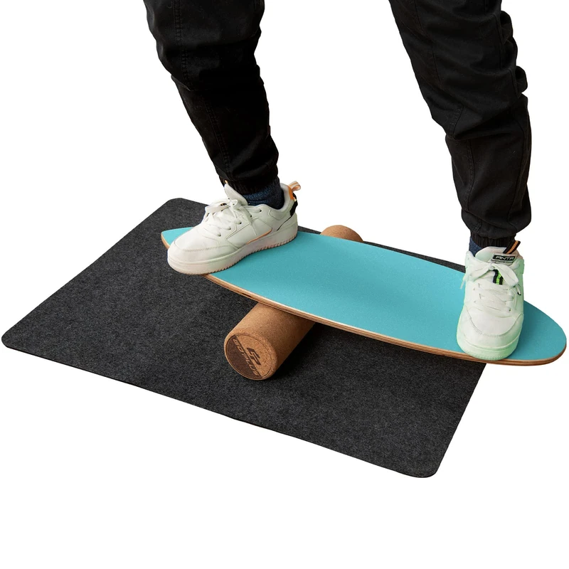 FANTASK Wooden Balance Board, Balance Trainer Trick Board for Home, Including Cork Roll, Balance Board Made of 8 High-Quality Wood Layers, Pressed Blue