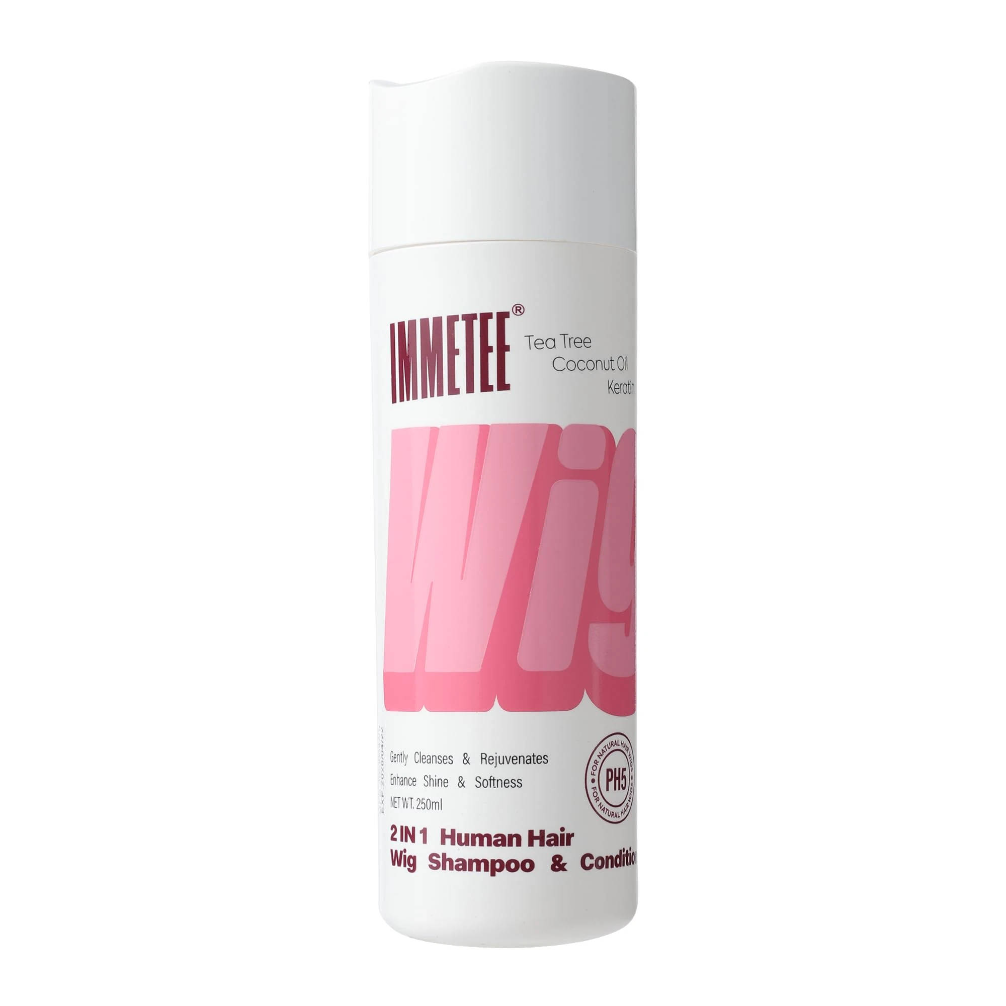 immetee 2 in 1 Shampoo & Conditioner for Wig, Wig Shampoo Wig Conditioner for Human Hair and Synthetic Hair 250ml. (PH5)