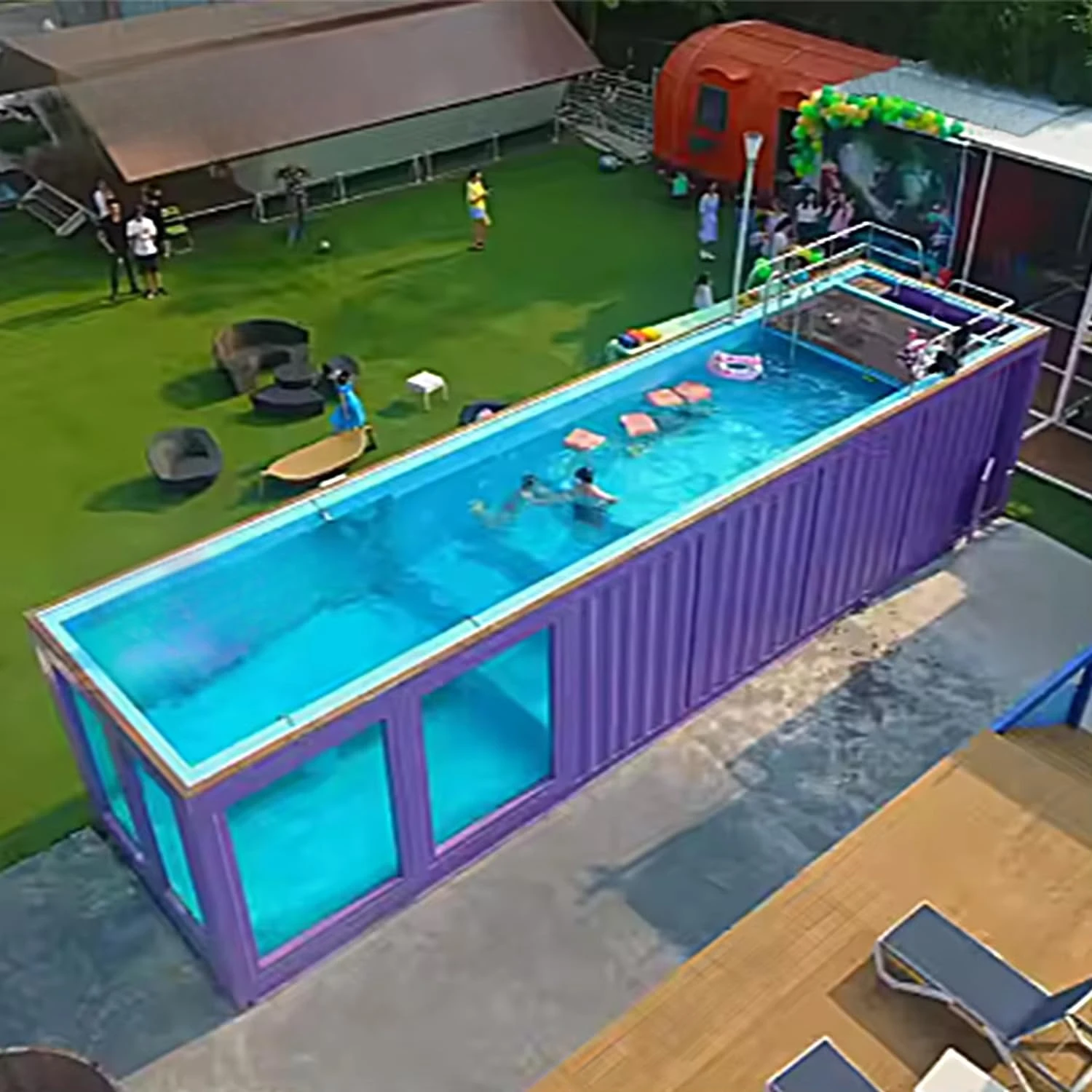 CMOLVUR Custom Small Fiberglass Swimming Pool Above Ground Container Prefabricated 40ft