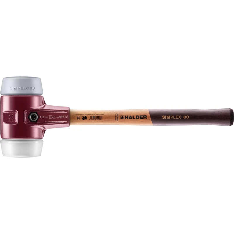 Simplex 3037.080 Soft Hammer TPE Mid/Super Plastic with Malleable Cast Iron Housing and High-Quality Wooden Handle Diameter 80 mm
