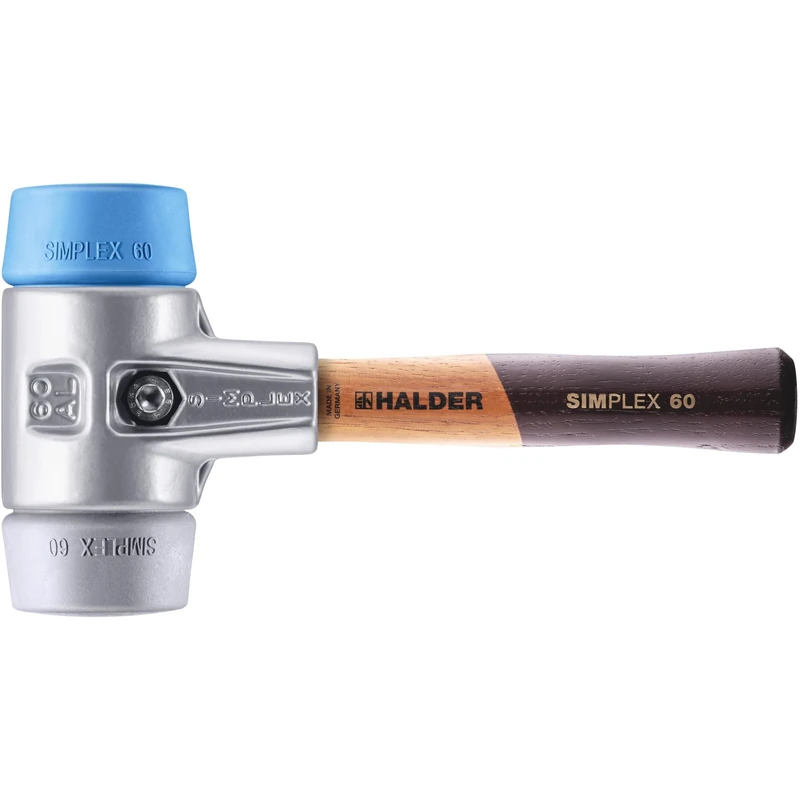 Simplex Soft TPE-Soft/TPE-mid 3113.062 Soft Hammer with Aluminium Housing and High-Quality Extra Short Wooden Handle Diameter 60 mm Handle Design Extra Short