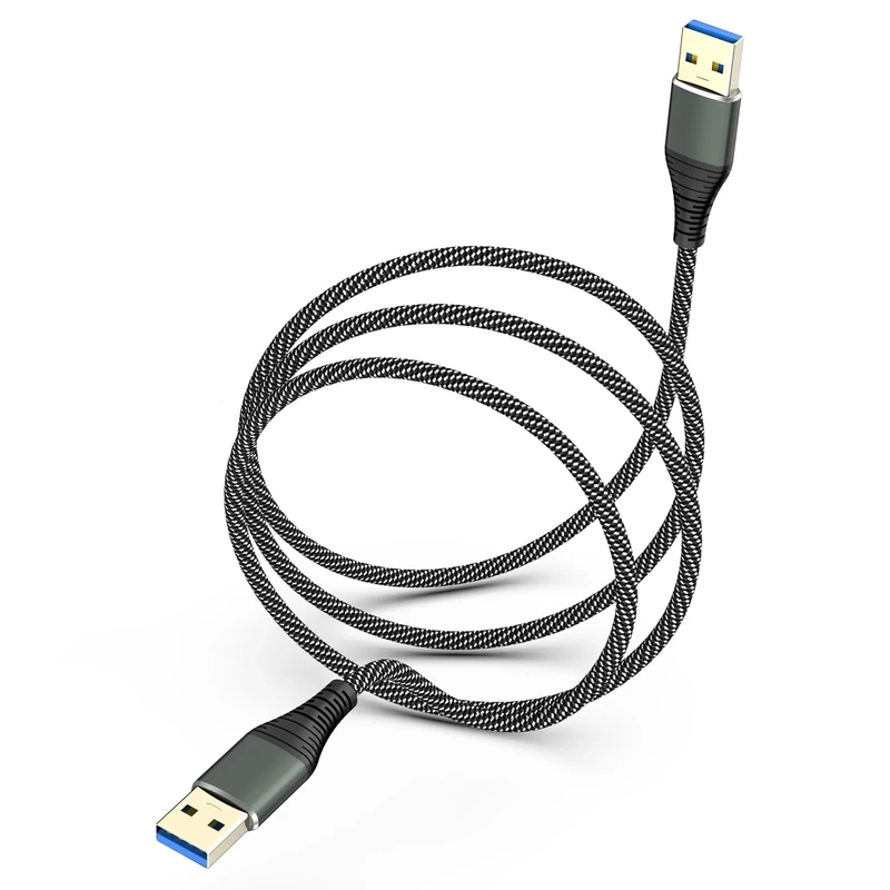 TIGOJH USB 3.0 cable 1M,USB A male to A male nylon connection cable, 5Gbps super speed, gold-plated connector for HDD, DVD, printers, cameras,Fan Cooler